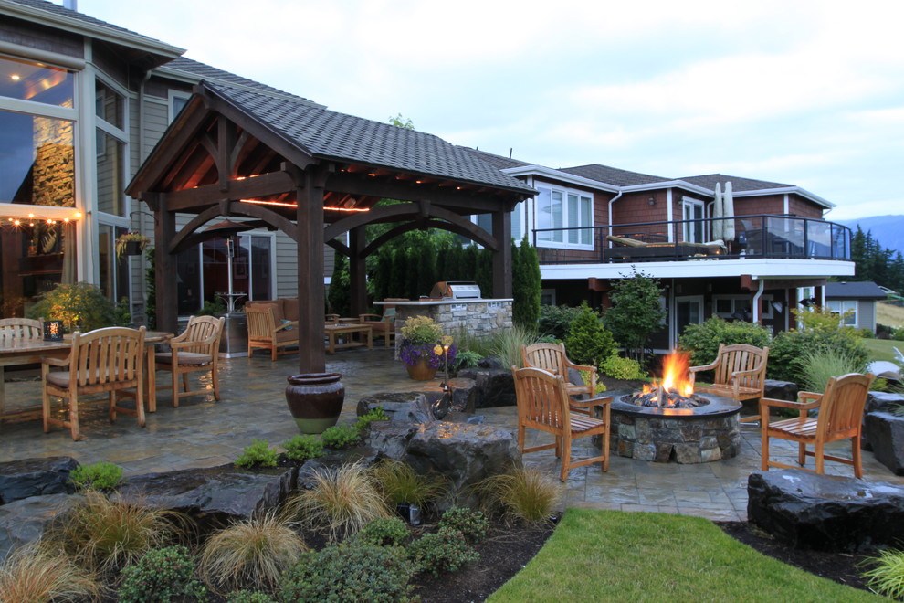 Alderwood for Traditional Patio with Stone Fire Pit