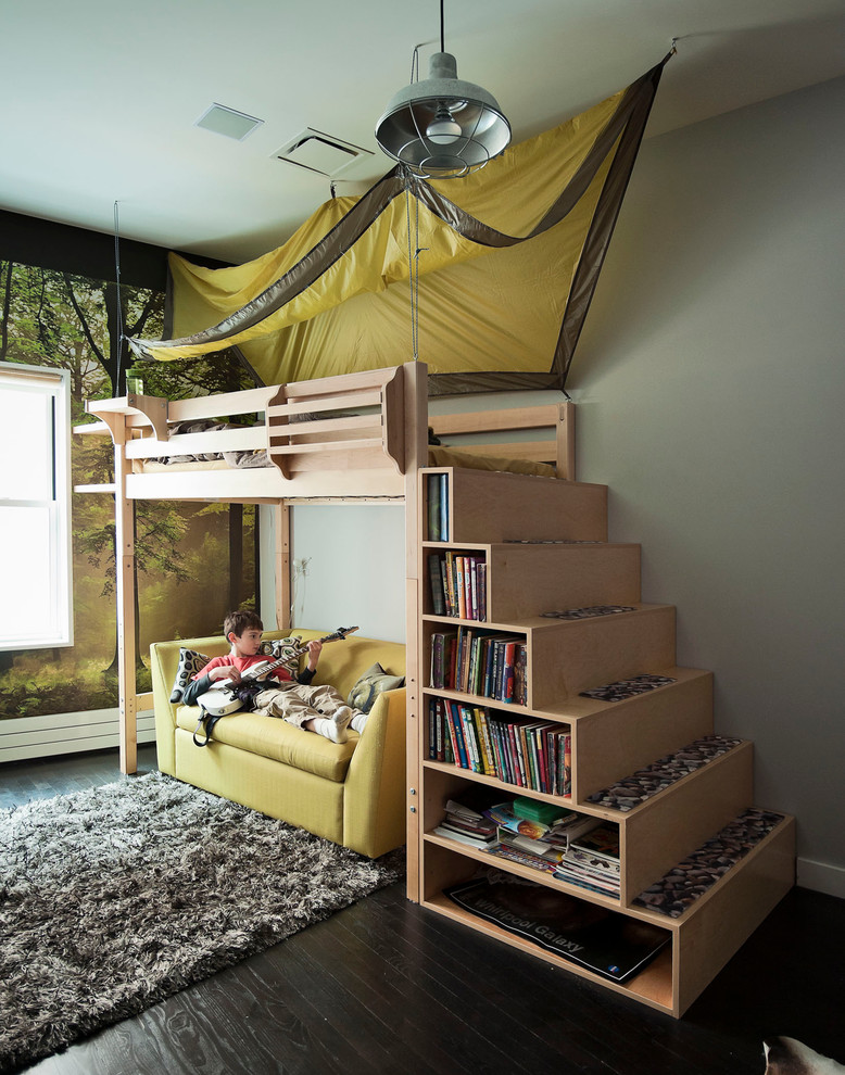 Ana White Loft Bed for Contemporary Kids with Shag Rug