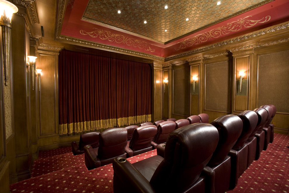 Arlington Heights Theater for Traditional Home Theater with Red Carpet
