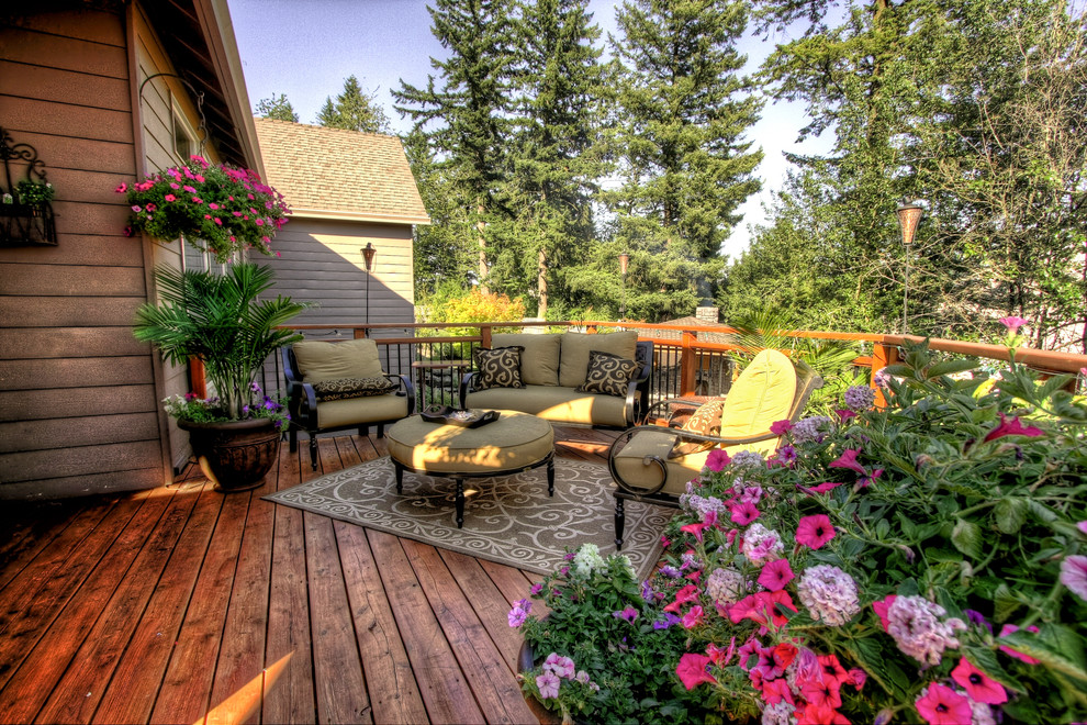 Behr Furniture for Traditional Deck with Hanging Basket Plants