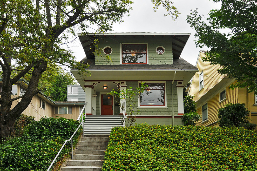 Benjamin Moore Seattle for Craftsman Exterior with Round Windows