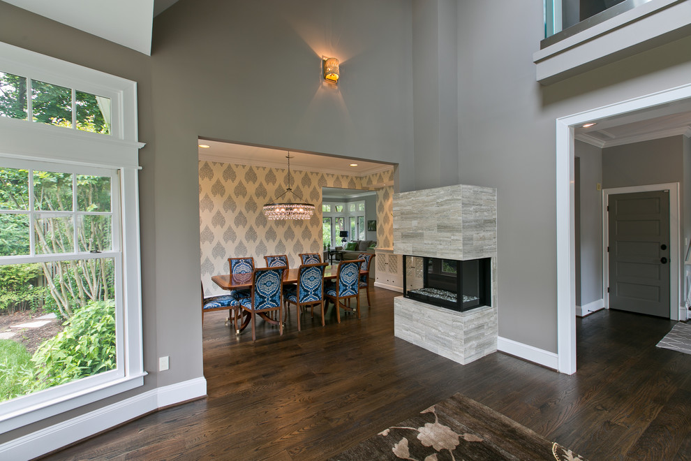 Benjamin Moore Smoke for Contemporary Dining Room with Open Floor Plan