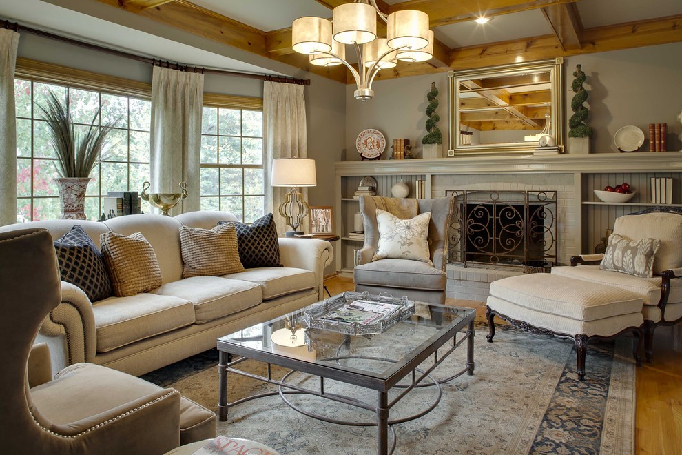 Bernhardt Interiors for Traditional Living Room with Cream