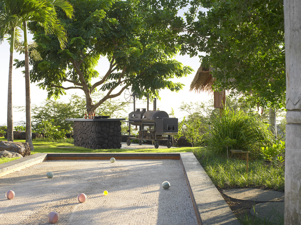 Bocce Court for Tropical Landscape with Gravel