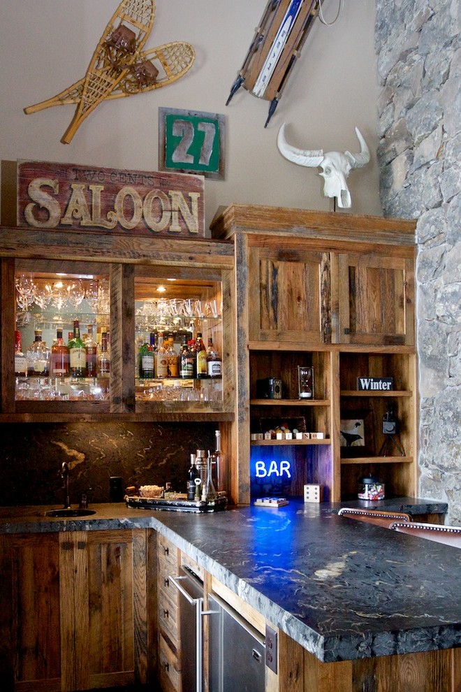 Boise Hunter Homes for Rustic Home Bar with Neon Sign