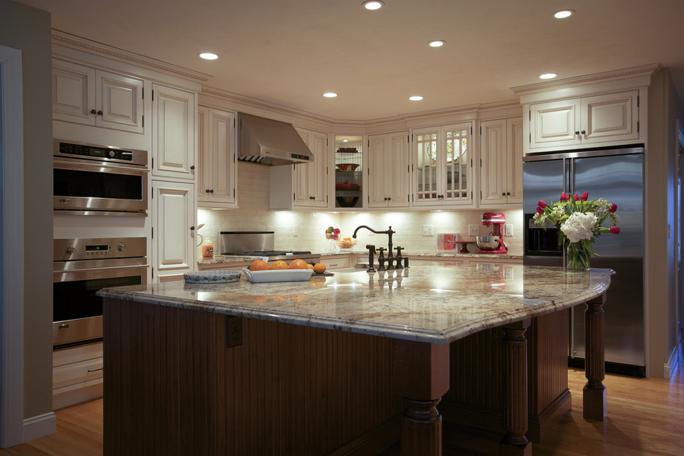 Boston Granite Exchange for Traditional Kitchen with Recessed Lighting
