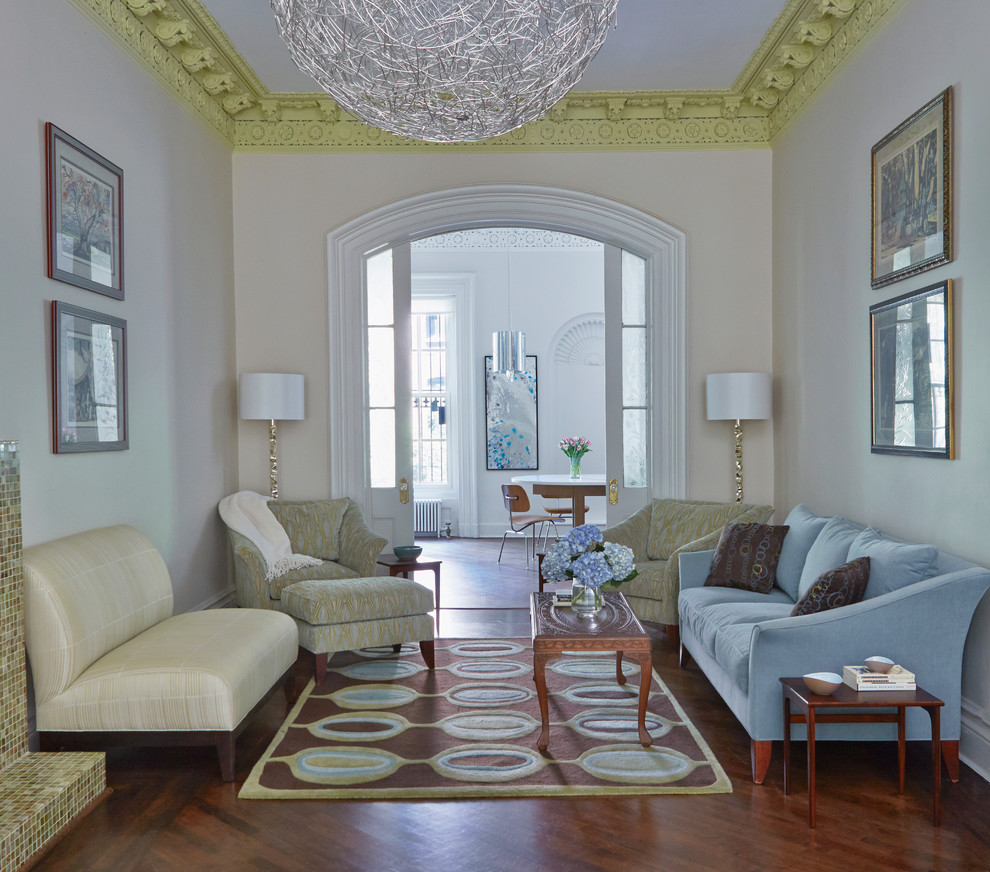 Brooklyn Brownstone for Transitional Living Room with Armchairs