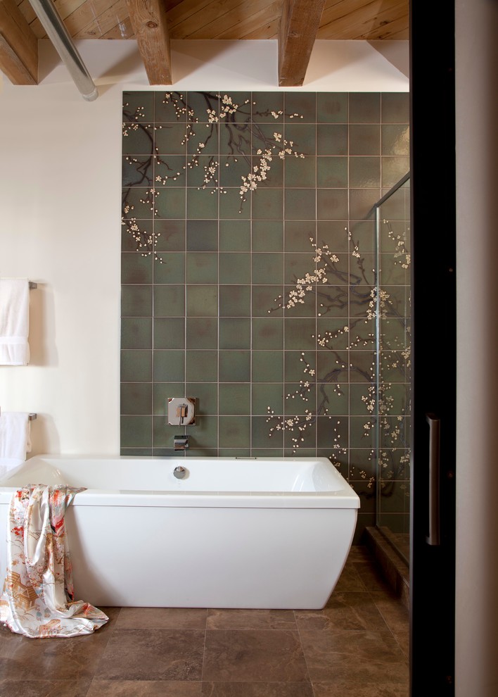 Cherry Blossoms Dating for Contemporary Bathroom with Bath Tub