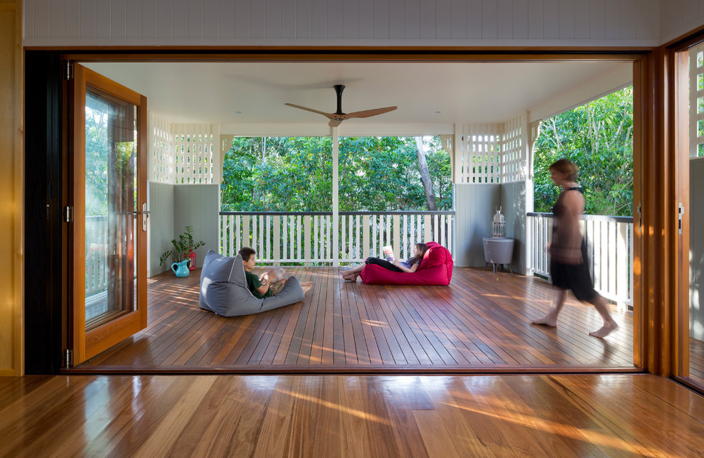 Derr Flooring for Contemporary Deck with Ceiling Fan