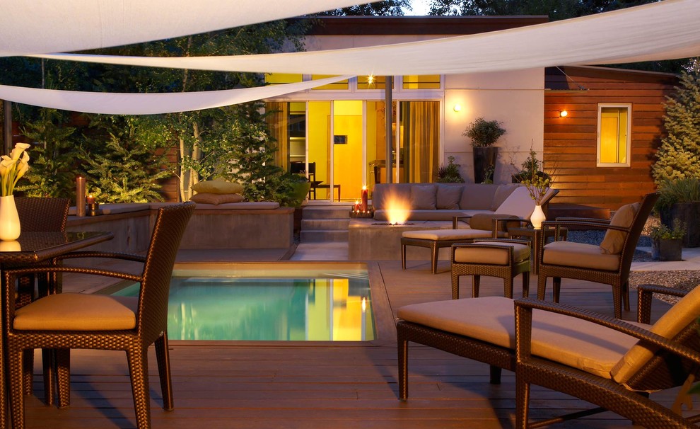 Dewey Furniture for Contemporary Pool with Shade Sail
