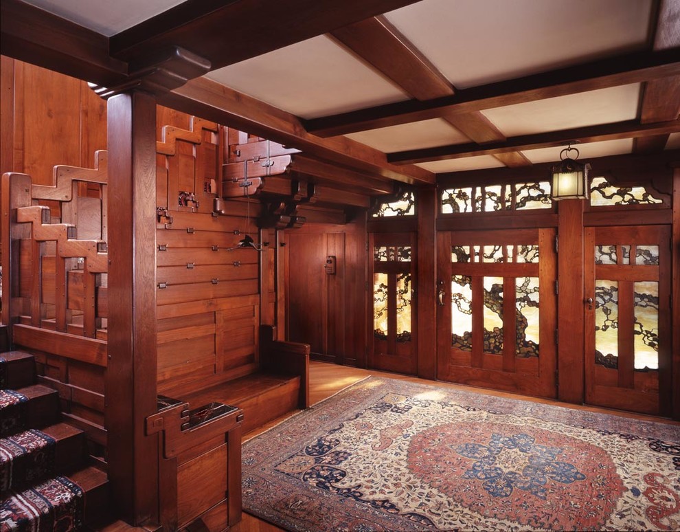 Gamble House Pasadena for Craftsman Entry with Staircase