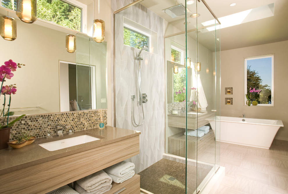 Gig Harbor Theater for Contemporary Bathroom with Towel Storage