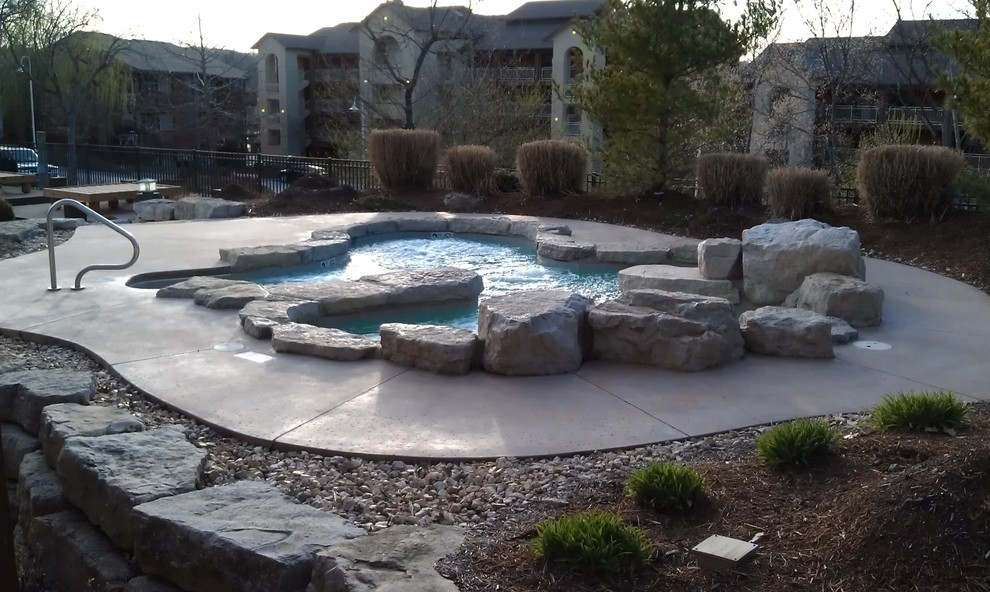 Grove Spa Springfield Mo for Rustic Pool with Concrete Spa
