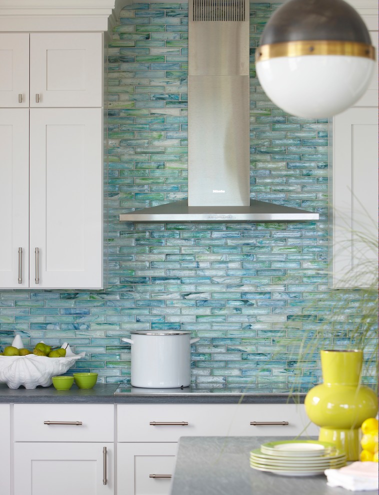 Installing Tile Backsplash for Beach Style Kitchen with Cooking