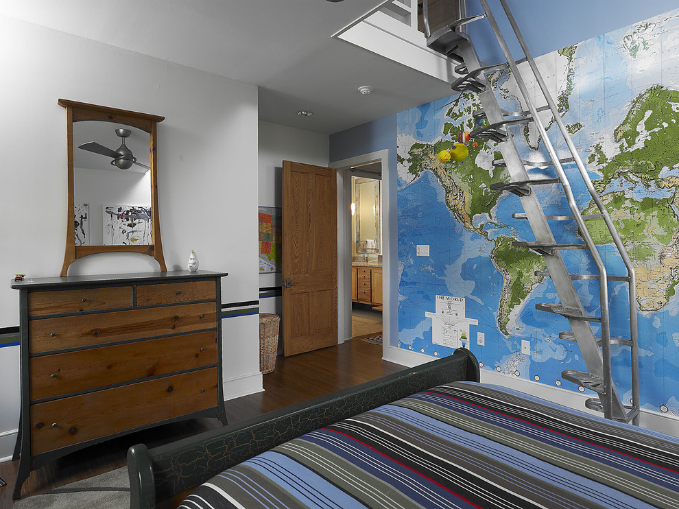 Lapeyre Stair for Modern Bedroom with Map Wall