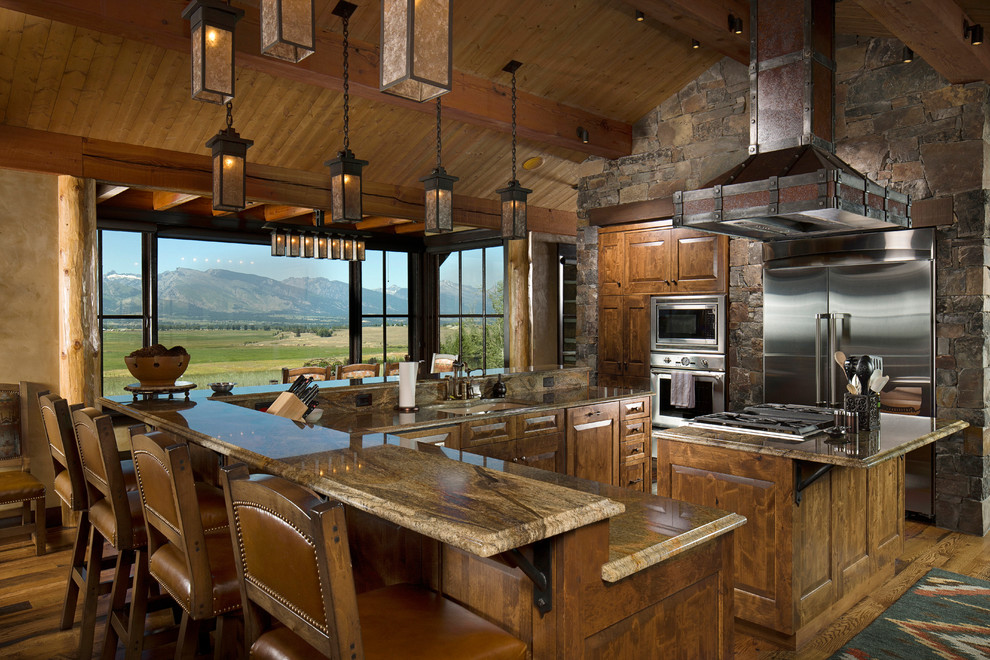 Lapidus Granite for Rustic Kitchen with Mountain View