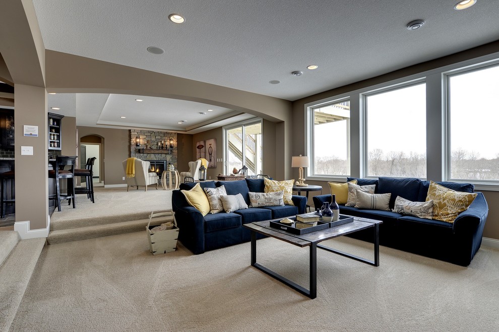 Lexmark Carpet for Transitional Family Room with Wet Bar