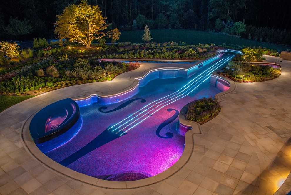 Lilly Pulitzer Designs for Eclectic Pool with Landscaping Ideas