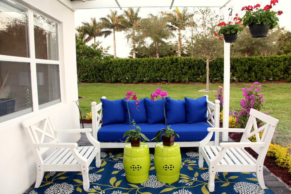 Lime Green Stool for Beach Style Patio with Outdoor Sofa
