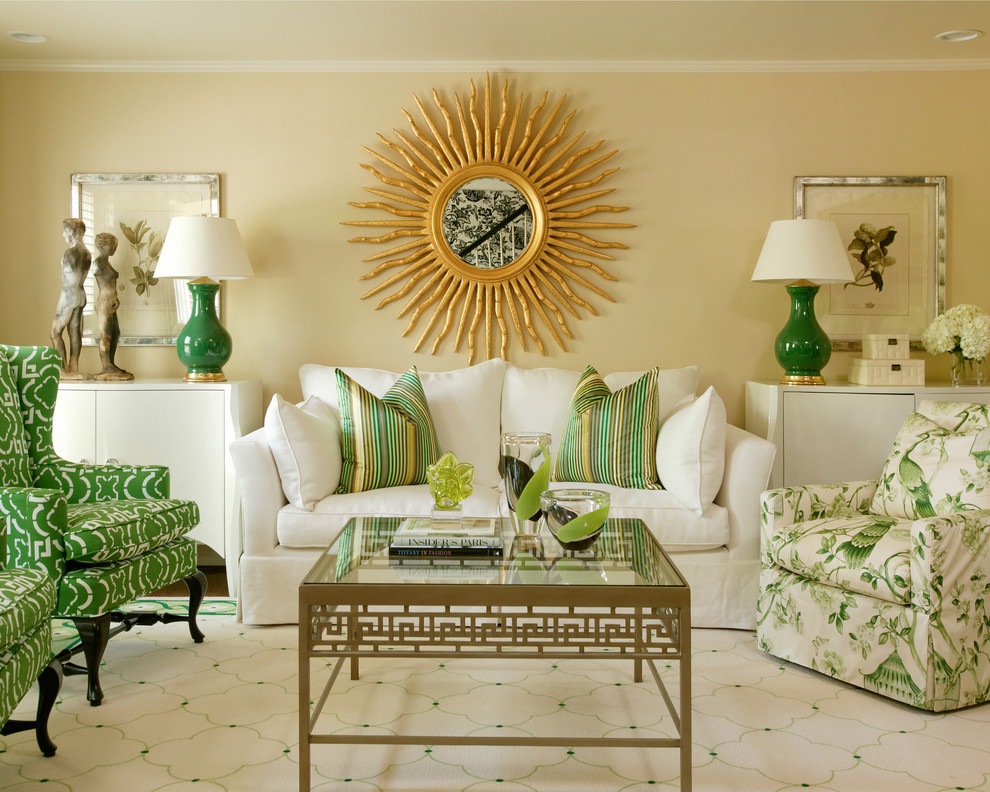 Lowes Davenport for Traditional Living Room with Green Patterns