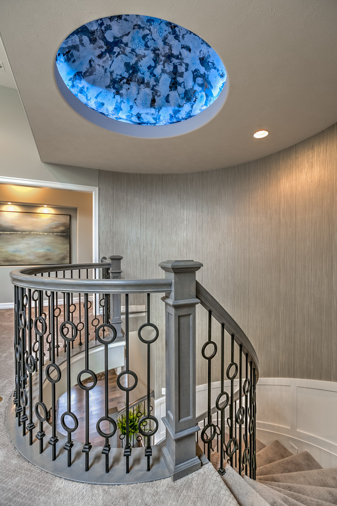 Manistee Weather for Transitional Staircase with Metal Railing