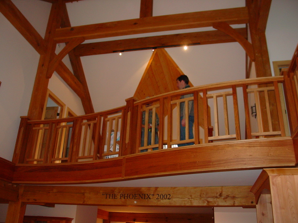 Mastercraft Cabinets for Craftsman Staircase with Custom Staircase Using White Oak Jatoba Wood in a Timber F