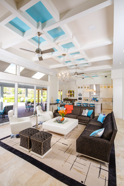 Naples Mercedes for Contemporary Family Room with with Aqua Accents