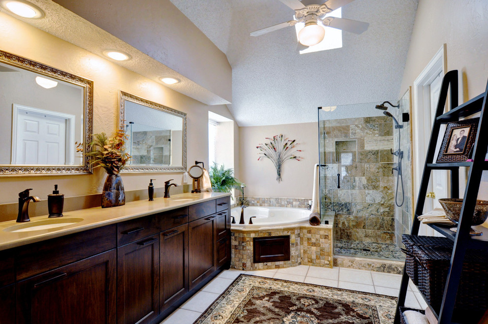 Popcorn Ceilings for Traditional Bathroom with Glass Shower