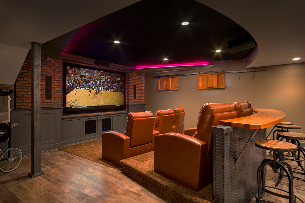 Port Chester Theater for Traditional Home Theater with Counter Stools