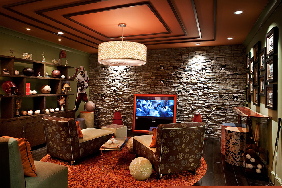 Quincy University Football for Transitional Home Theater with Display Shelves