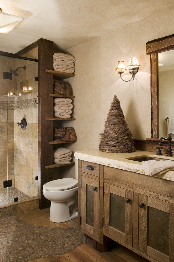 Sacramento River Train for Rustic Bathroom with Reclaimed Wood