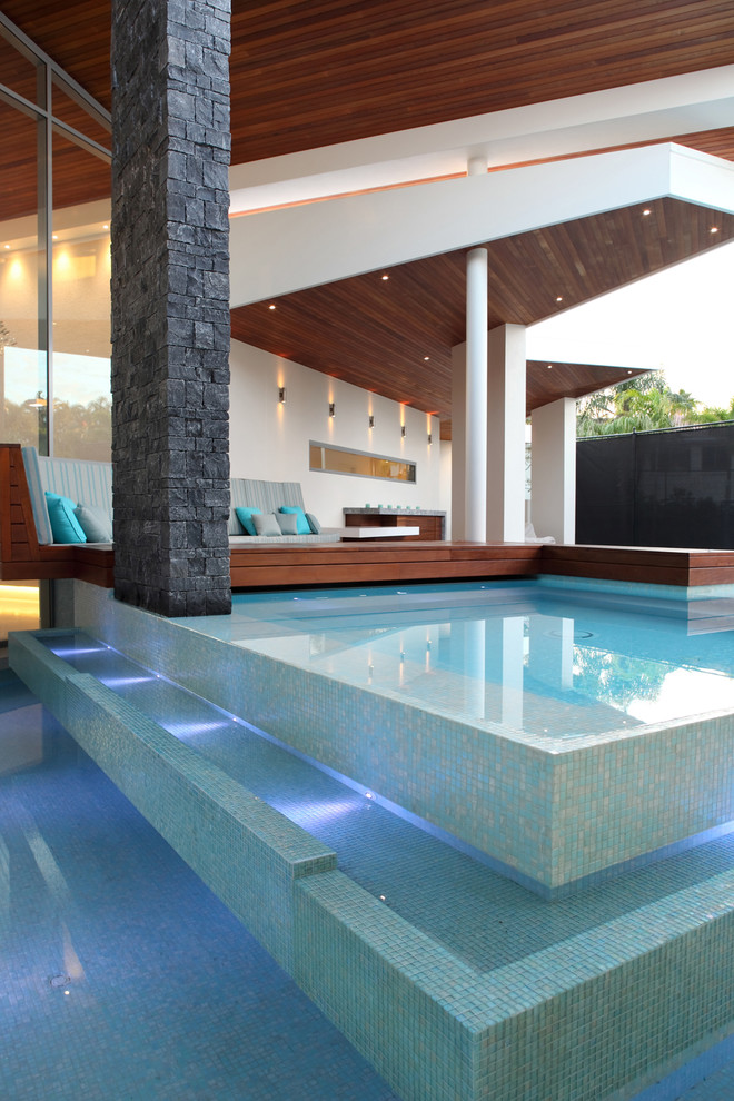 Sicis for Contemporary Pool with Wood Deck