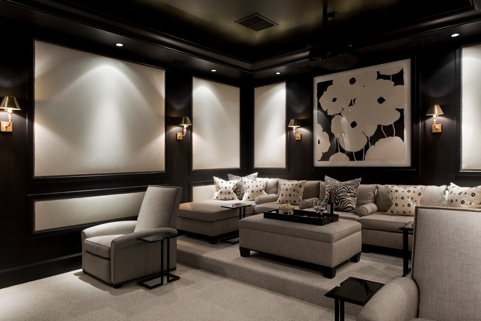Stony Brook Theater for Traditional Home Theater with Sectional Couch