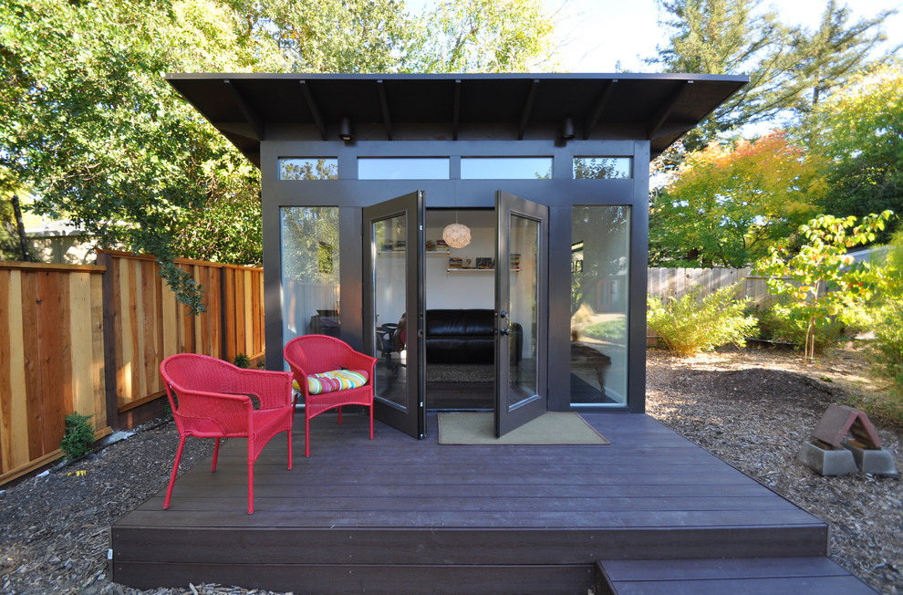 Sudio for Modern Shed with Red Chairs