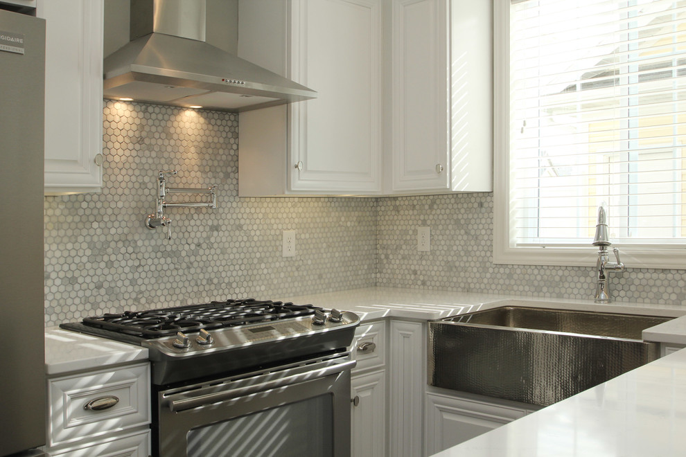 Thompson Traders for Transitional Kitchen with Window Above Sink