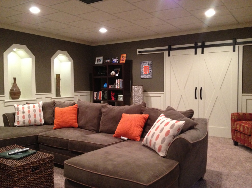 Timberland Homes for Traditional Basement with Acoustical Ceilings
