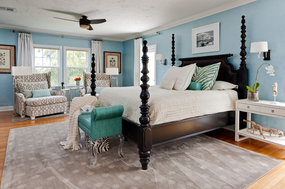 Tommy Bahama Palm Desert for Contemporary Bedroom with Turquoise Bench