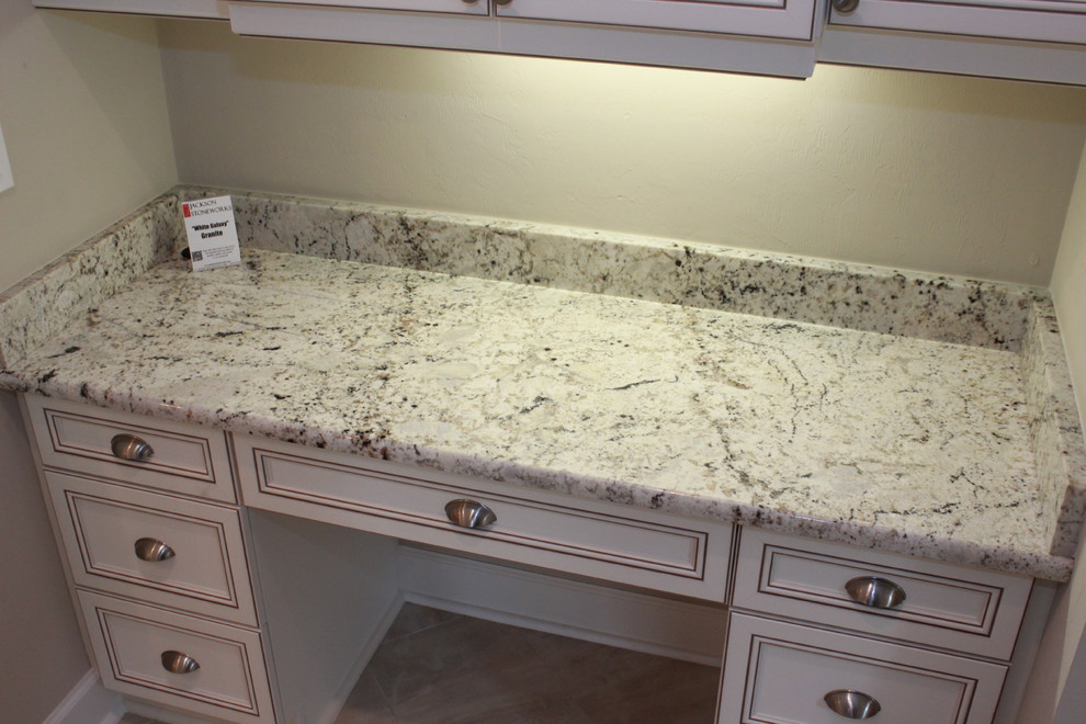 White Galaxy Granite for Traditional Home Office with Corner