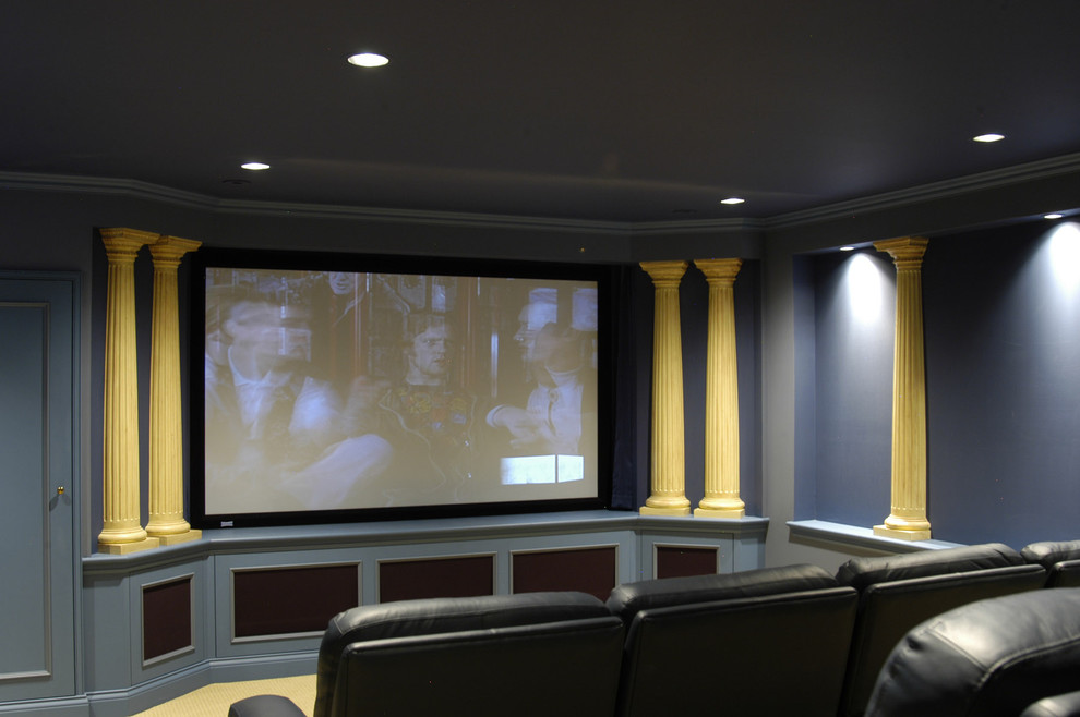 Winnetka Theater for Contemporary Home Theater with Custom Cabinetry