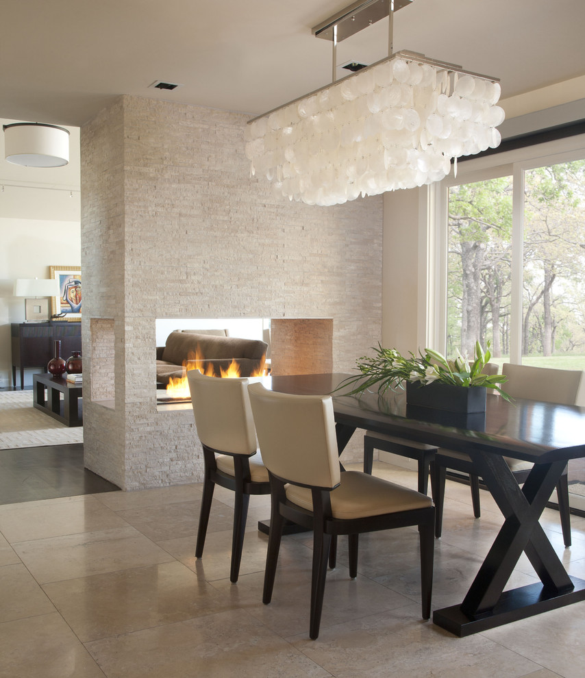 Zoom Room Denver for Contemporary Dining Room with Open Fireplace