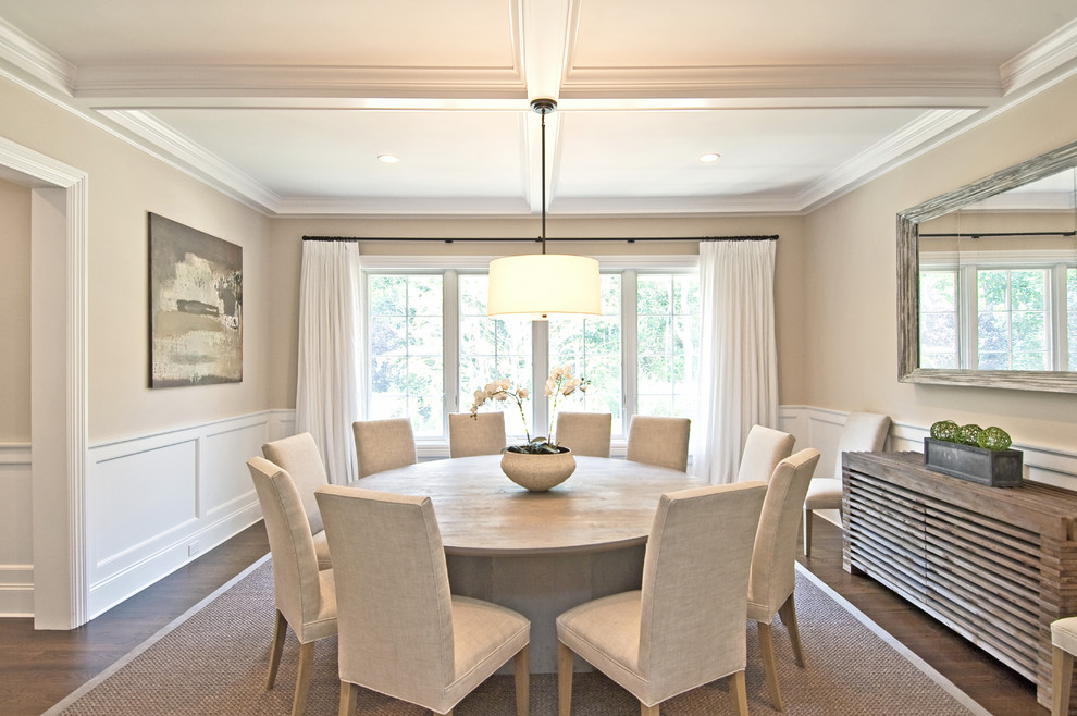 24 Inch Round Table Dining Room Traditional with Chairs Coffered Ceiling Decor