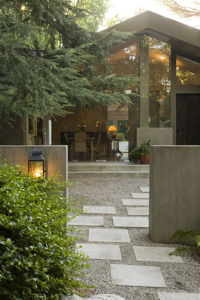 24x24 Concrete Pavers Exterior Contemporary with Concrete Wall Container Plants