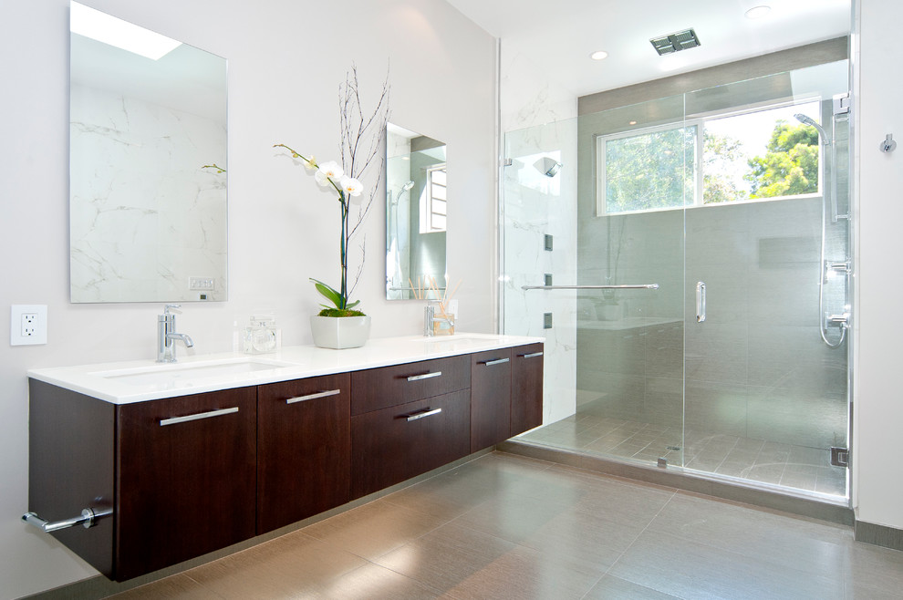26 Bathroom Vanity Bathroom Contemporary with Cantilevered Vanity Clear Glass