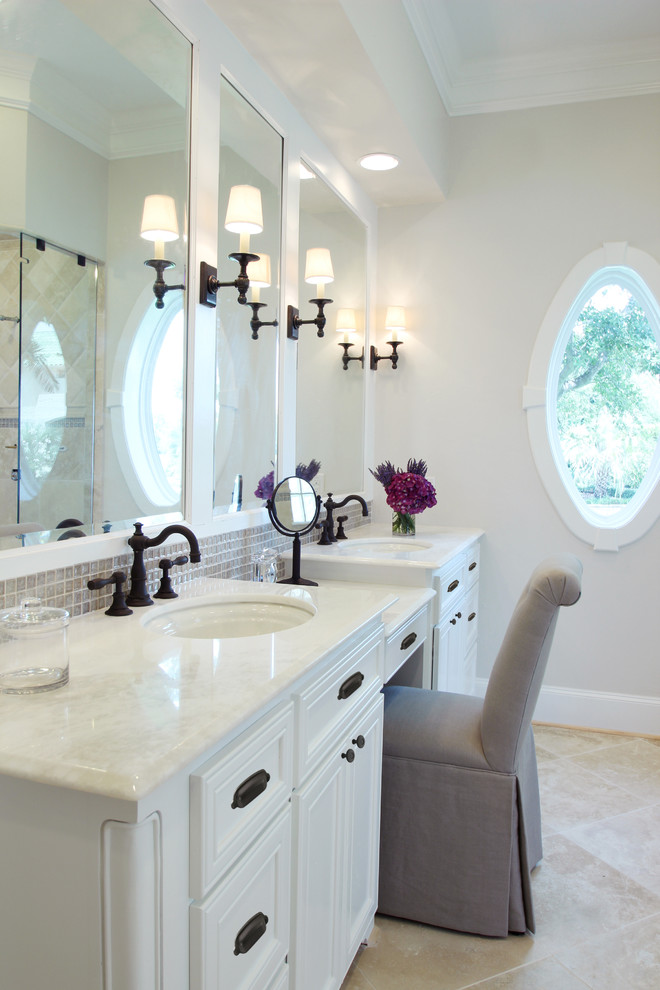 36 Inch Bathroom Vanity Bathroom Traditional with Bathroom Mirror Beige Mosaic