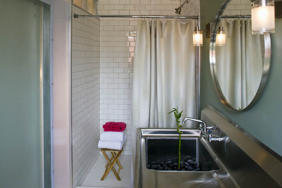 3x6 Subway Tile Bathroom Industrial with Blue Budget Green Integrated