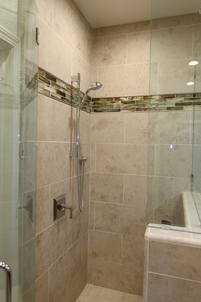 48 Inch Vanity Bathroom Traditional with Glass Tile Beige Tile
