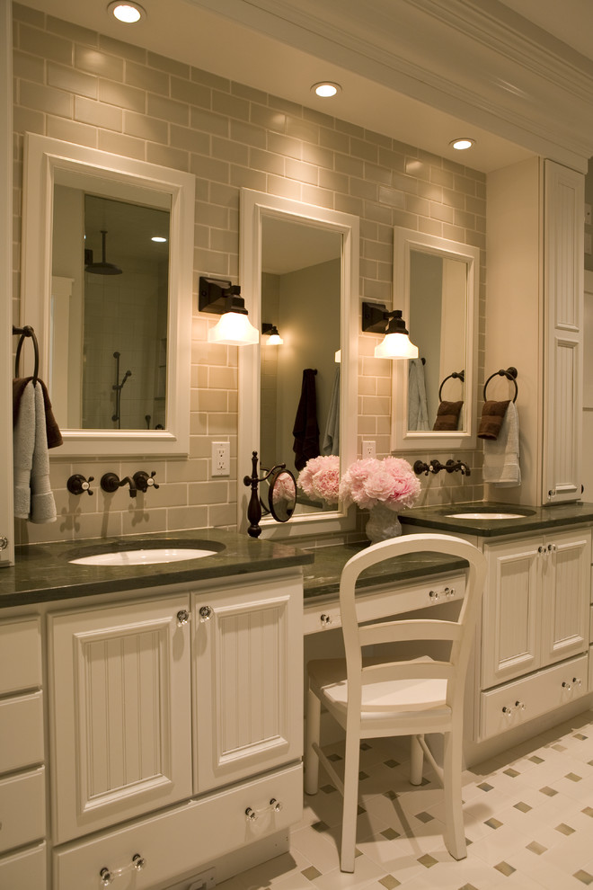 54 Inch Double Sink Vanity Bathroom Traditional with Bathroom Lighting Bathroom Tile