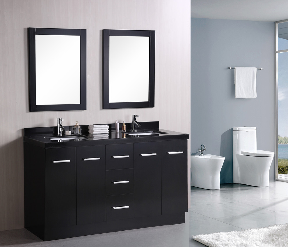 60 Double Sink Vanity Spaces Contemporary with None 1