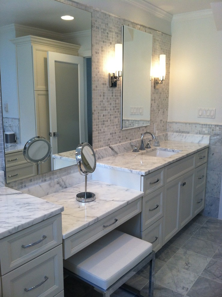 60 Inch Vanity Bathroom Modern with 12x12 Marble Floor 60