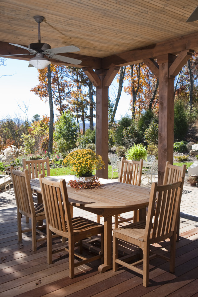 6x6 Cedar Post Deck Rustic with Beams Ceiling Fan Covered